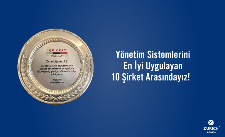 Kalite Yönetim Sistemi ile Müşteri Memnuniyet ve Şikayet Yönetim Sistemini En İyi Uygulayan 10 Şirket Arasındayız!