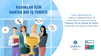 Great Place to Work® Türkiye'nin “Kadınlar için En Harika İş Yerleri” listesindeki tek sigorta şirketi olduk.